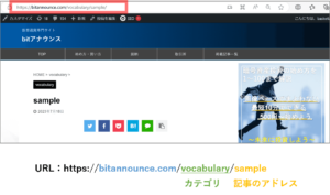 画像：設定後のURL表示イメージ